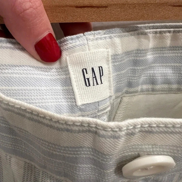 GAP Wide-leg Crop High Rise Chinos Blue and White Stripe - Picture 2 of 15